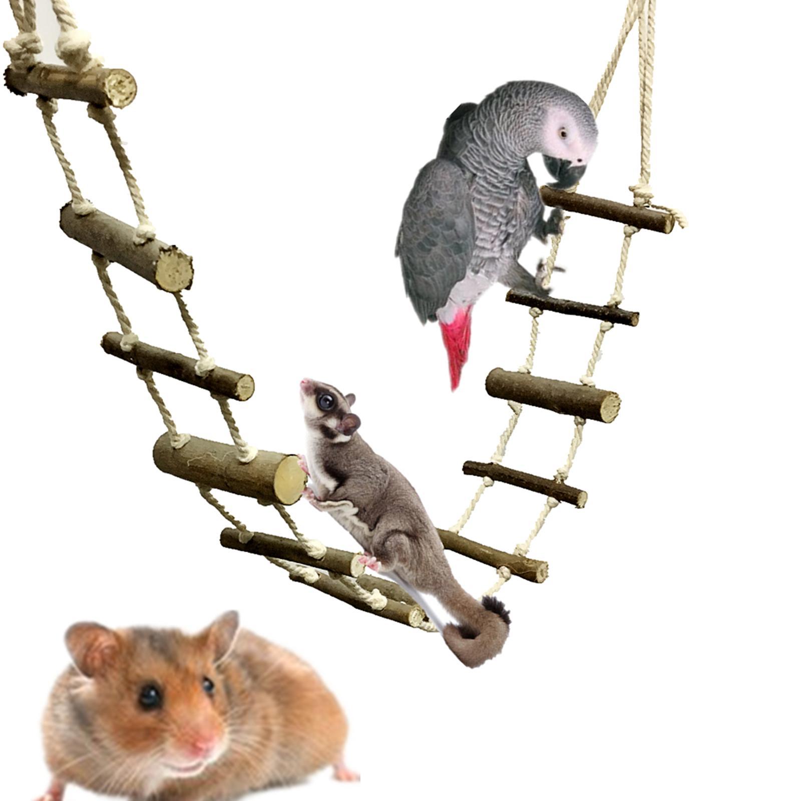 Hamster Climbing Ladder, Small Pet Hanging Squirrel DIY Suspension Wooden Bridge Hamster Swing for Birds Parrots Squirrel Sugar Gliders