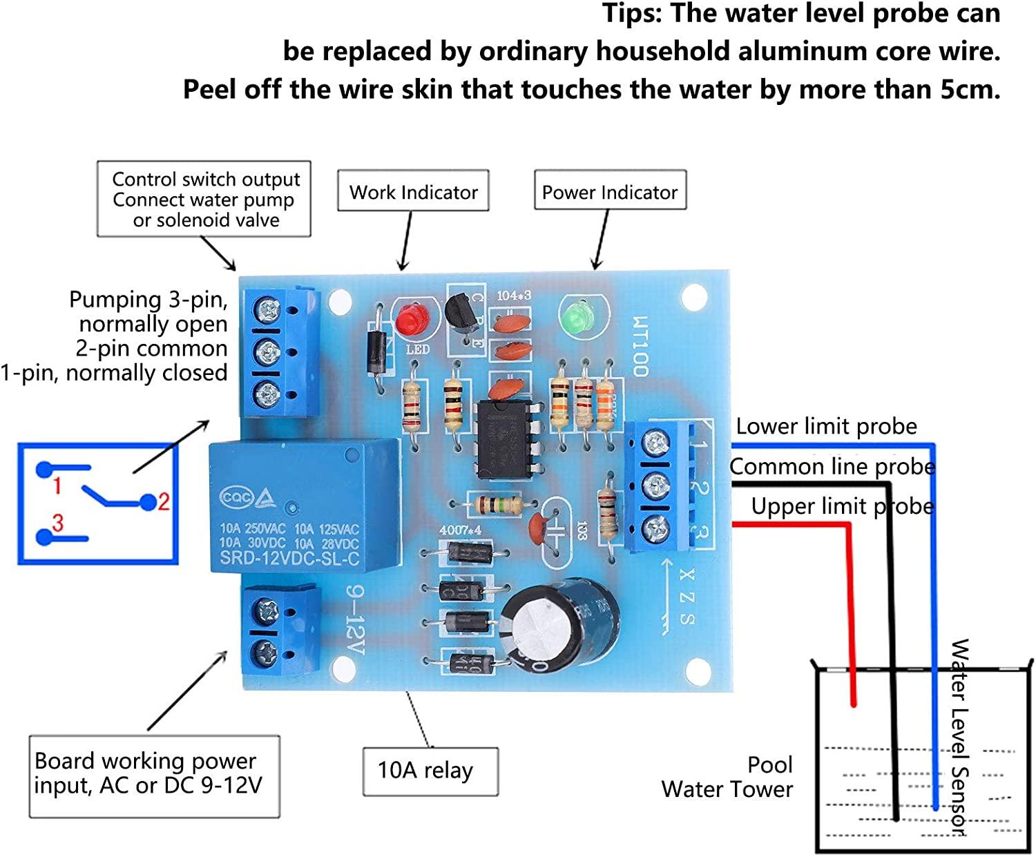 Bộ điều khiển cấp nước 12VDC, cảm biến mạch nước tự động công tắc điều khiển bằng điện tử, phụ tùng PCB.