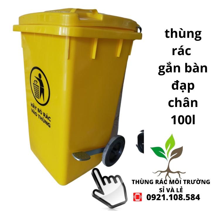 THÙNG RÁC NHỰA CÔNG CỘNG ĐẠP CHÂN 100L