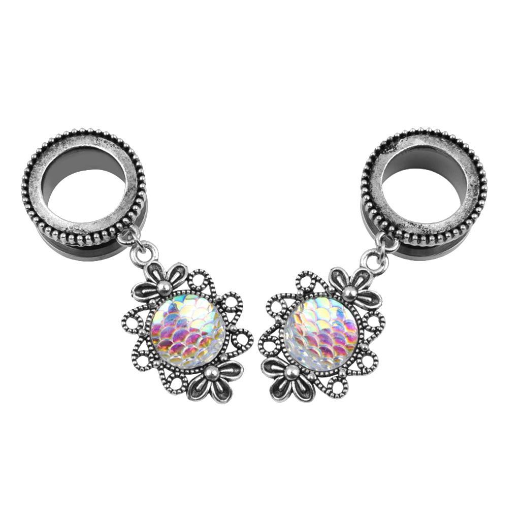 2pcs Stainless  Tunnel Ear Expanders Scales Pendant Ear Accessories