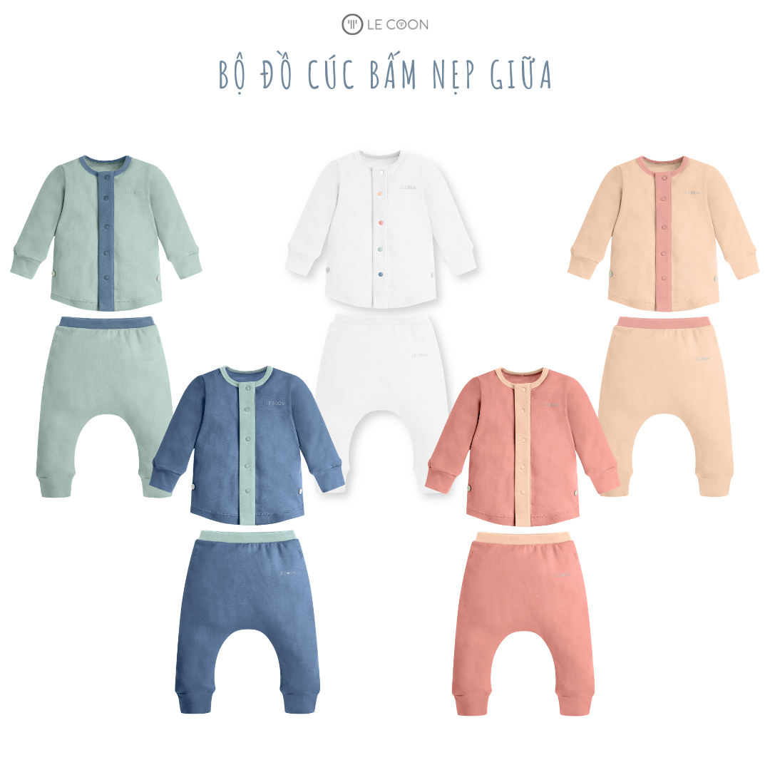 LE COON | Bộ Đồ Cúc Bấm Nẹp Giữa | COMFY | 0-3 tuổi