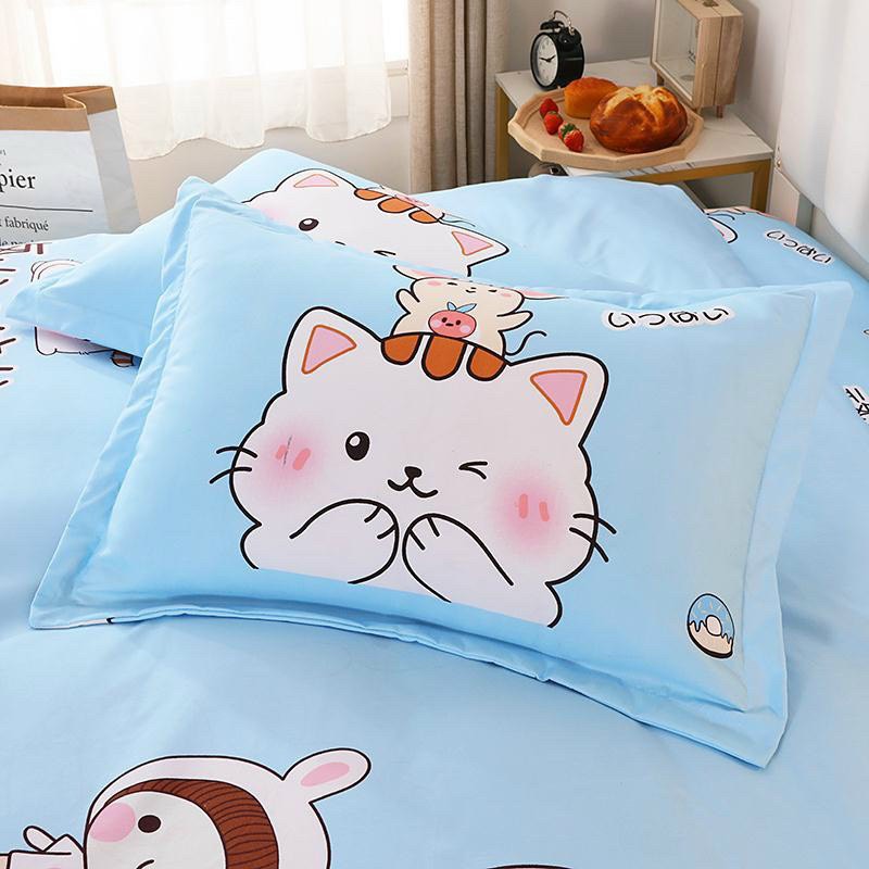 BỘ CHĂN GA GỐI COTTON HOẠT TÍNH 3D - MÈO CON