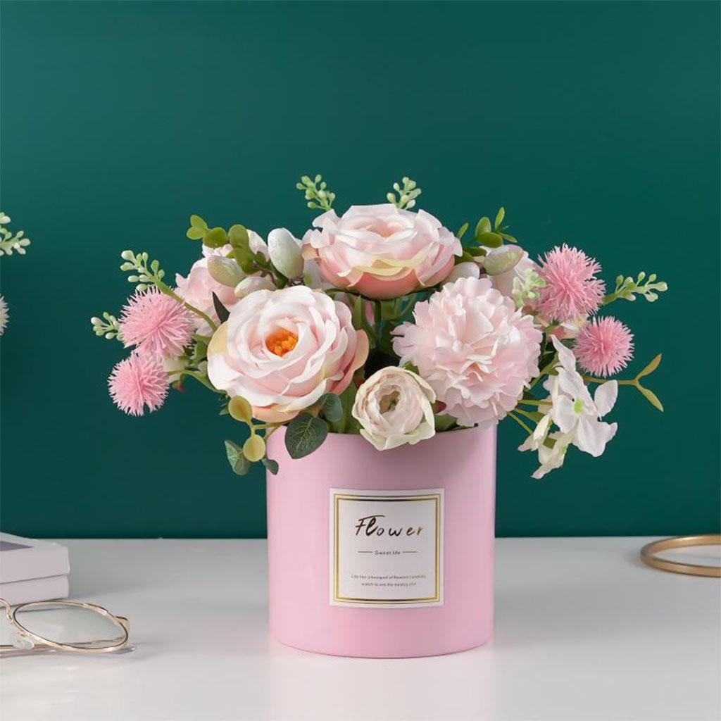 Artificial Flower Plants False Faux Fake Flowers in Vase Decorative with Pot Garden Home Office Table Party Decor