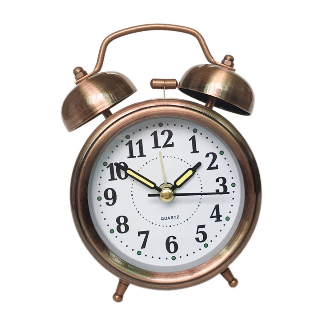 Retro Twin Bell Alarm Clock Battery Operated Loud Alarm Clock Bronze Color