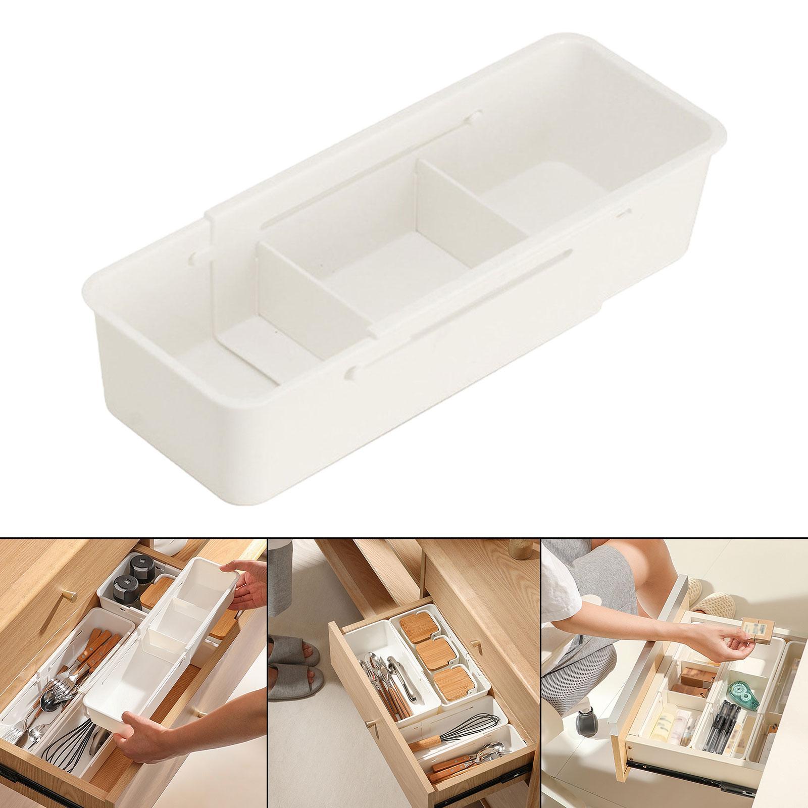 Desk Drawer Organizer Tray Retractable Storage Bin for Cabinet Office Vanity