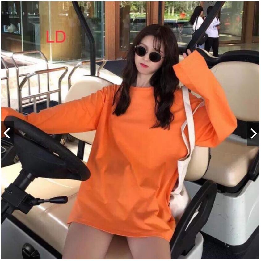 Áo Thun Trơn Tay Dài Oversize Form Rộng, Vải Cotton 75