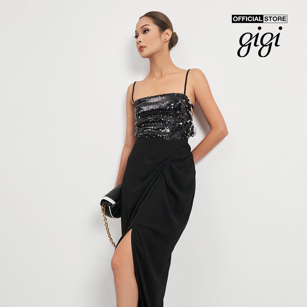 GIGI - Đầm maxi hai dây xếp nếp phối xẻ tà quyến rũ G2105D221189