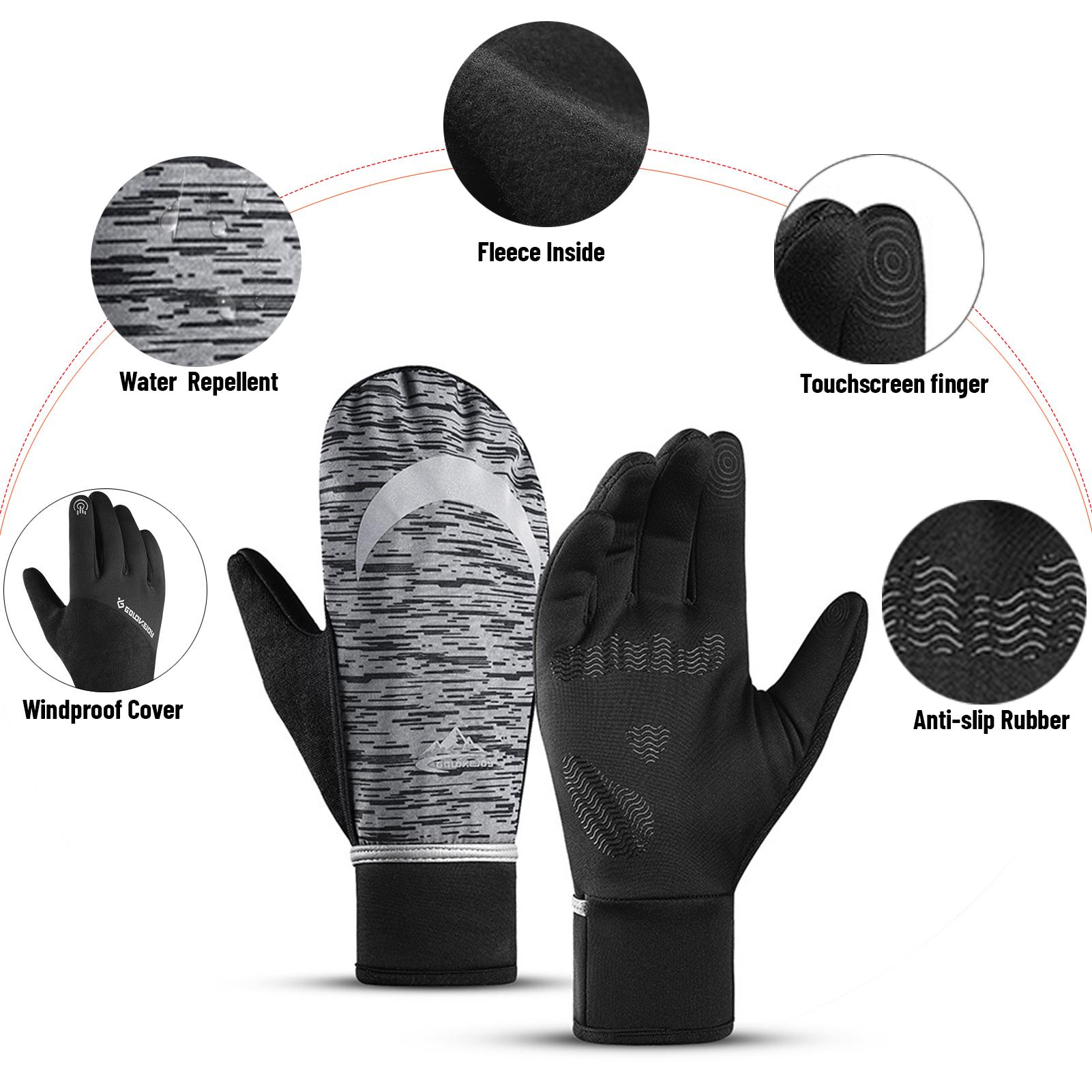 Găng tay mùa đông ấm áp đi xe đạp có lớp lót lông cừu chống gió, giữ ấm