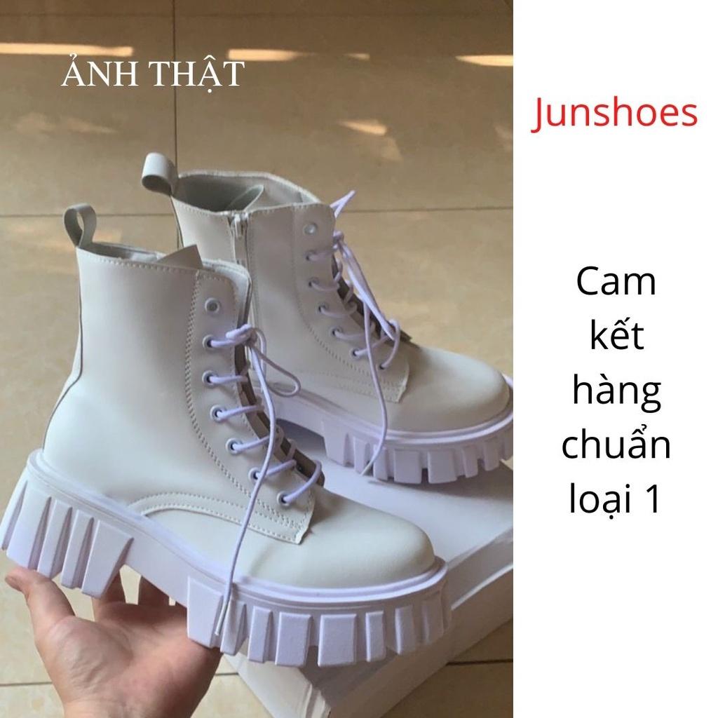 SẴN Boot ulzzang cao cổ 10cmcm buộc dây kéo khóa đế cao 5.5cm màu đen/trắng cá tính đẹp mới xinh thời trang