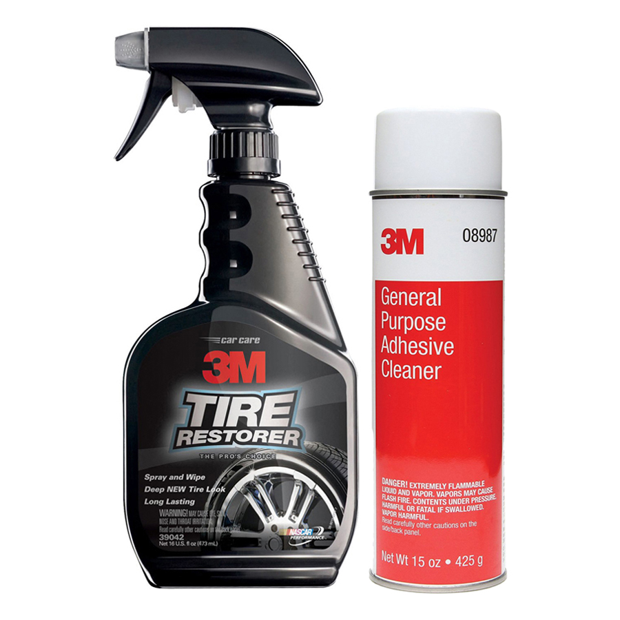 Combo Chai Xịt Chăm Sóc Lốp Và Dung Dịch Tẩy Nhựa Đường 3M + Tặng Khăn Lau Xe Hơi 3M