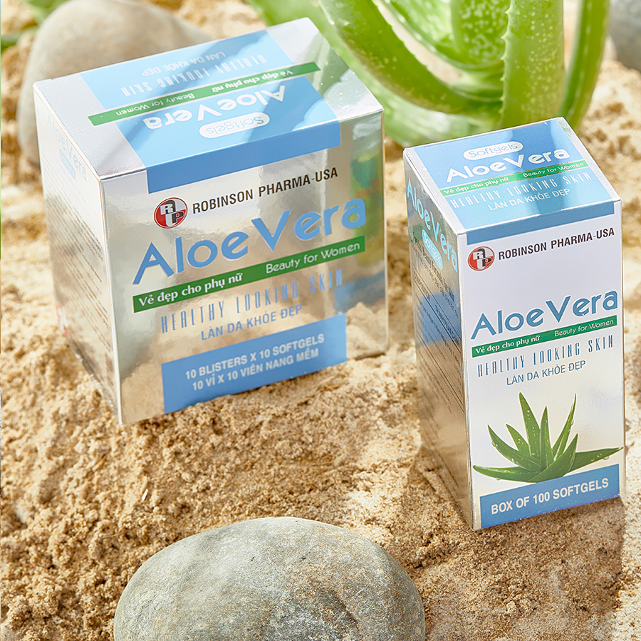 Thực phẩm bảo vệ sức khỏe ALOE VERA sữa ong chúa,đẹp da-giải độc-nha đam-MediBeauty-Robinson Pharma usa-Hộp 100 viên