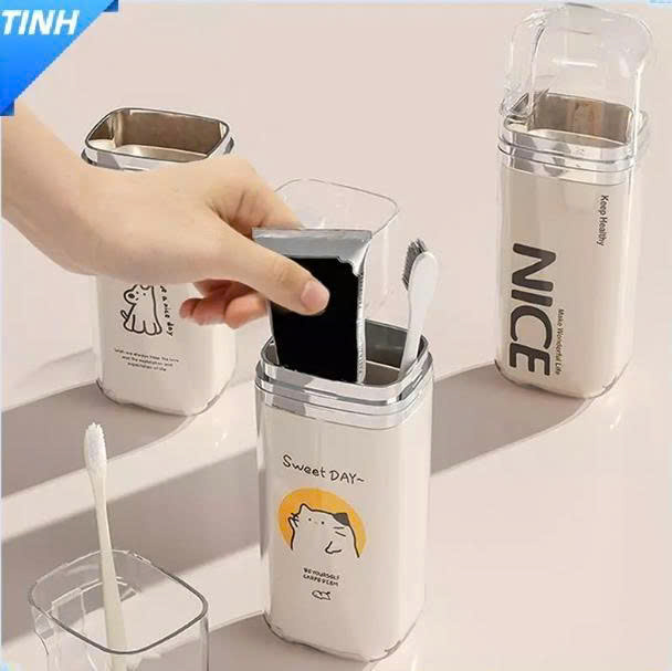 [KoSuyTu] Hộp Đựng Bàn Chải Đánh Răng Xịn Đường Chất Đẹp Đường Hình - Nắp Trong Dễ Quan Sát Bên Trong - Di Động Mà Vẫn Đảm Bảo Việc Chăm Sóc Vệ Sinh Cá Nhân