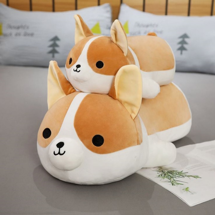 Gấu bông chó corgi nằm mông to dễ thương, gấu bông sang trọng, đồ chơi thú bông