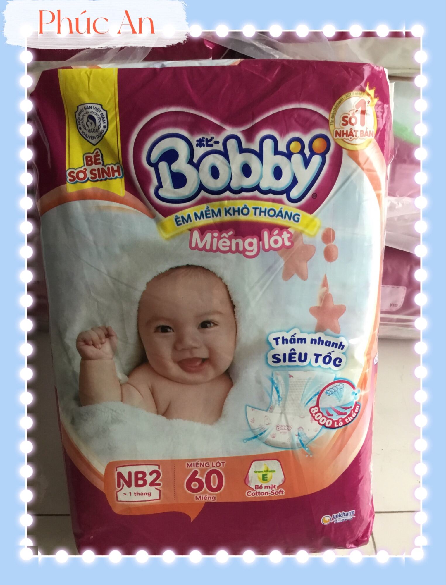 Miếng Lót Bé Sơ Sinh Bobby Newborn 2 ( NB2 60 ) 60 Miếng Cho Bé Lớn Hơn 1 Tháng - Tã Lót Trẻ Sơ Sinh NB 2 > 1 Tháng