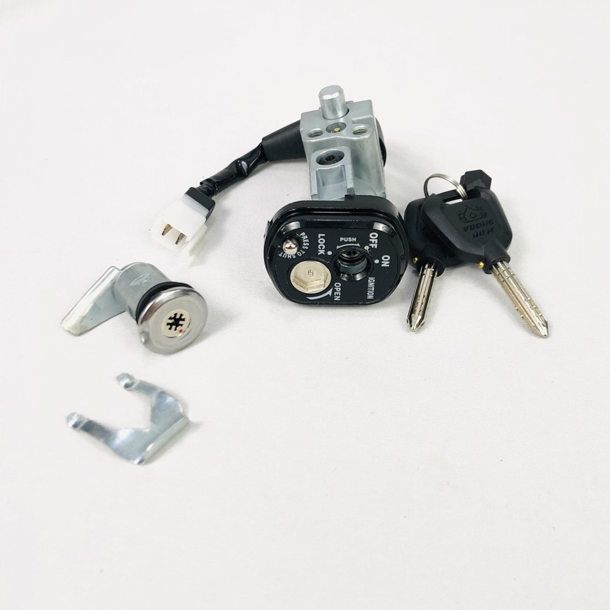 Bộ ổ khoá 8 cạnh gồm khóa yên và khóa xe cho Wave RSX loại 2 dây Green Networks Group