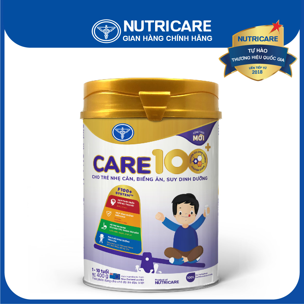 Sữa bột Nutricare Care 100+ dành cho trẻ nhẹ cân 400g