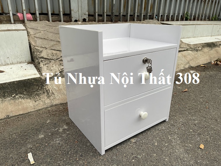 Tủ, Kệ Đầu Giường Nhựa Đài Loan Cao 45,5cm Ngang 43cm Sâu 31cm Màu Trắng K145