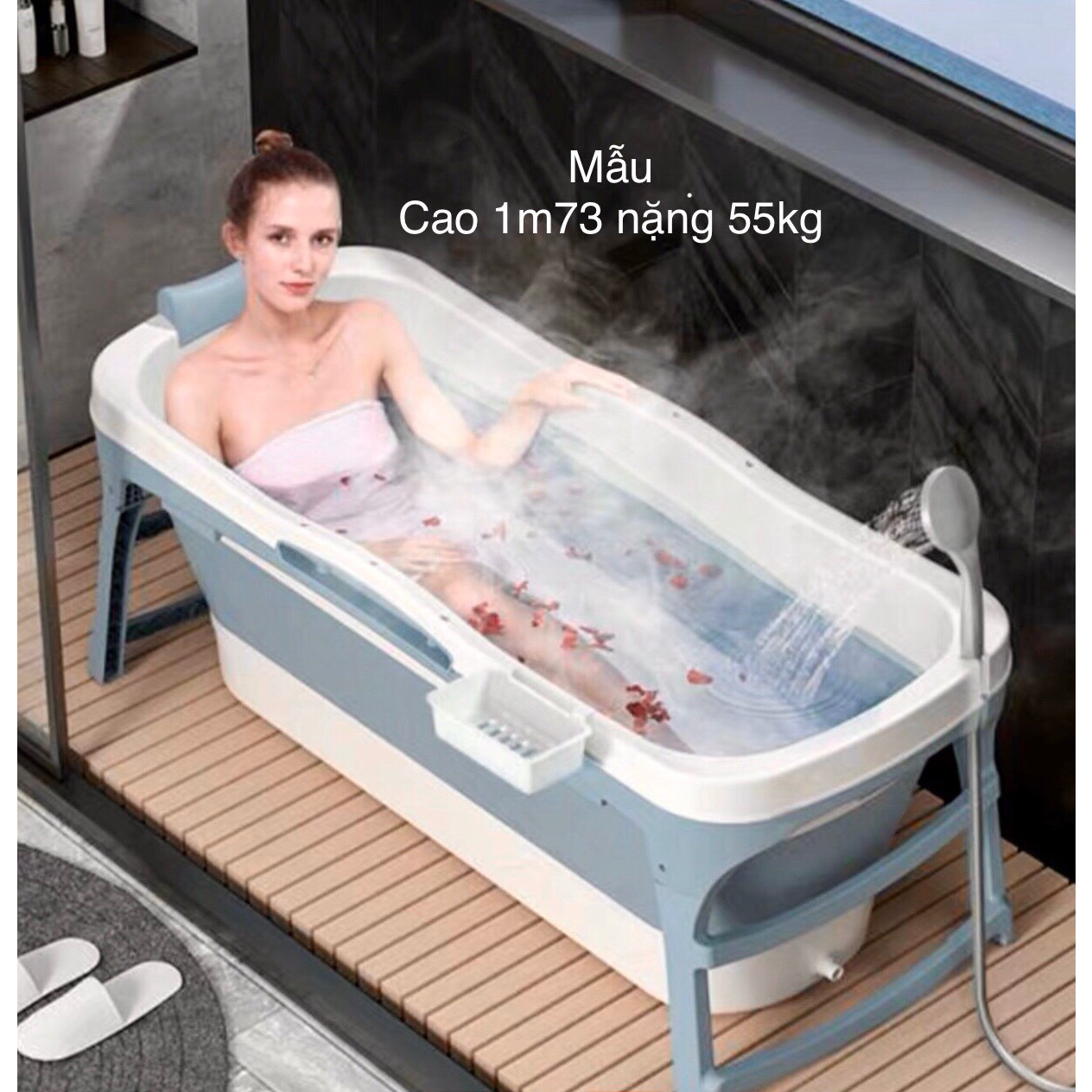 Bồn tắm nhựa gấp gọn-không kèm nắp-dài 1m28