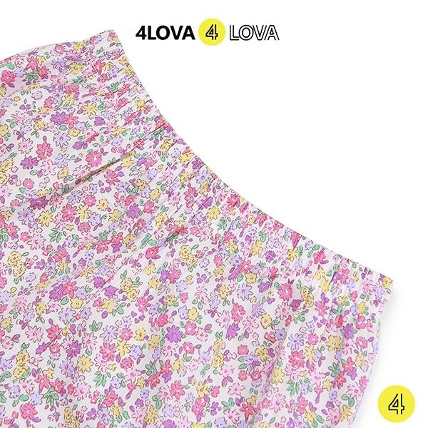 Quần short đùi bé gái 4lOVA mặc nhà đi chơi dáng lửng hoạ tiết hoa nhí xinh xắn thô cotton thoáng mát