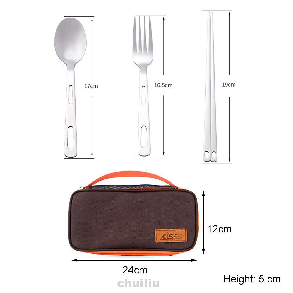 Bộ 13 Dụng Cụ Ăn Uống Bằng Thép Không Gỉ Kèm Túi Đựng Tiện Dụng Mang Theo Du Lịch Cắm Trại