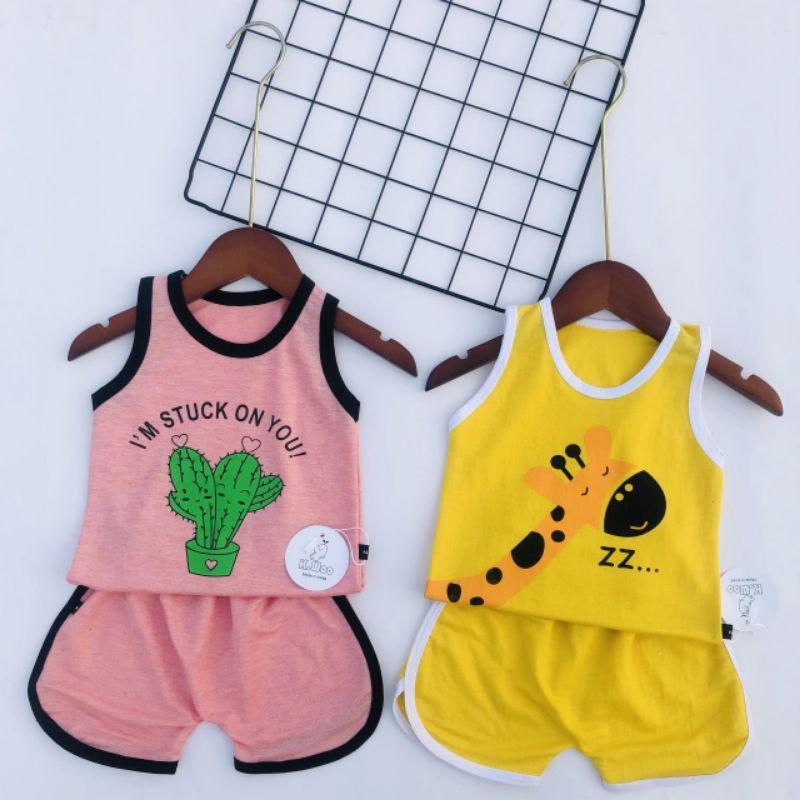 Bộ ba lỗ, bộ sát nách cotton đũi cao cấp siêu mát cho bé