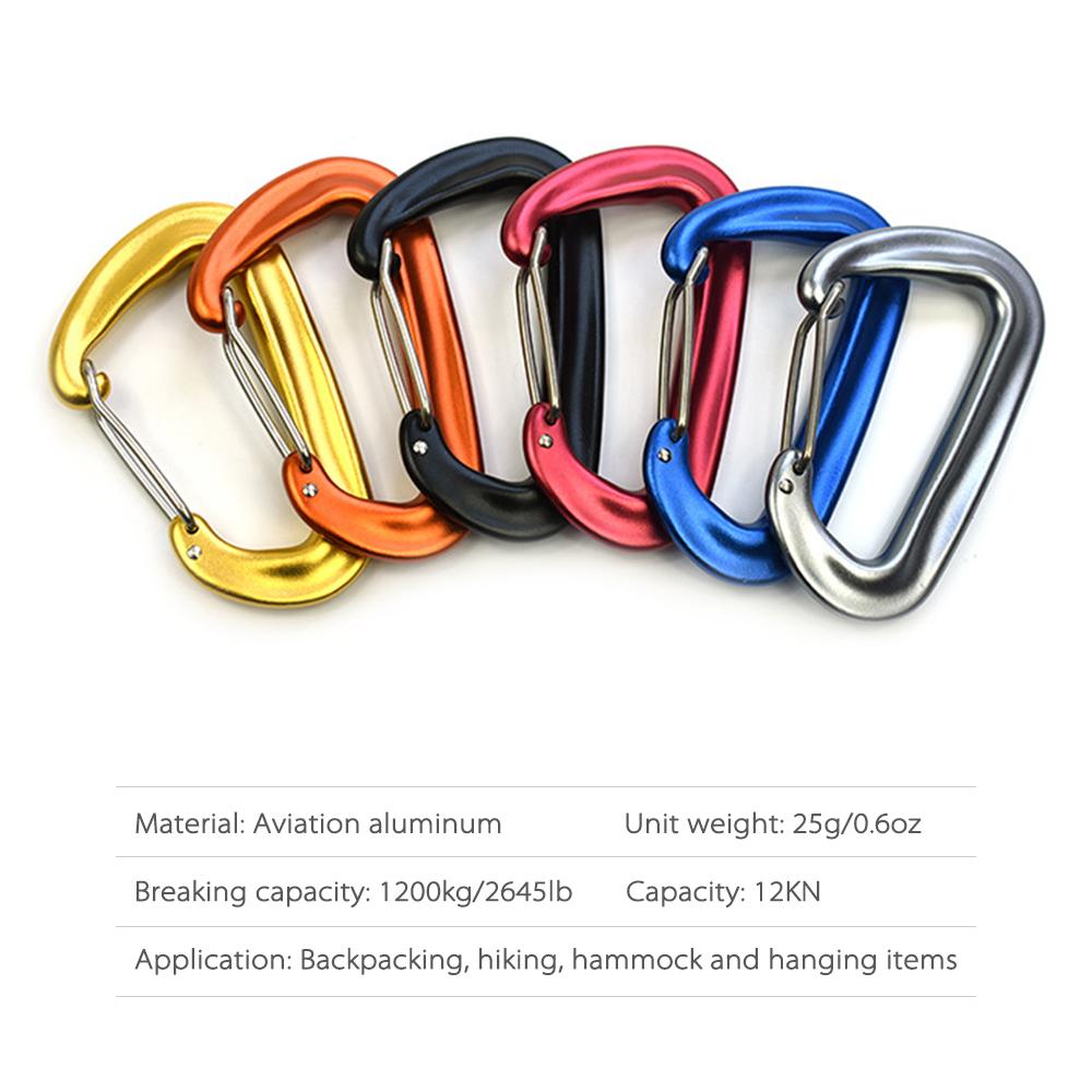 2 Móc Khóa Carabiner Cao Cấp Có Cổng Kẹp Chịu Lực Nặng 12KN Siêu Nhẹ Cho Võng Cắm Trại