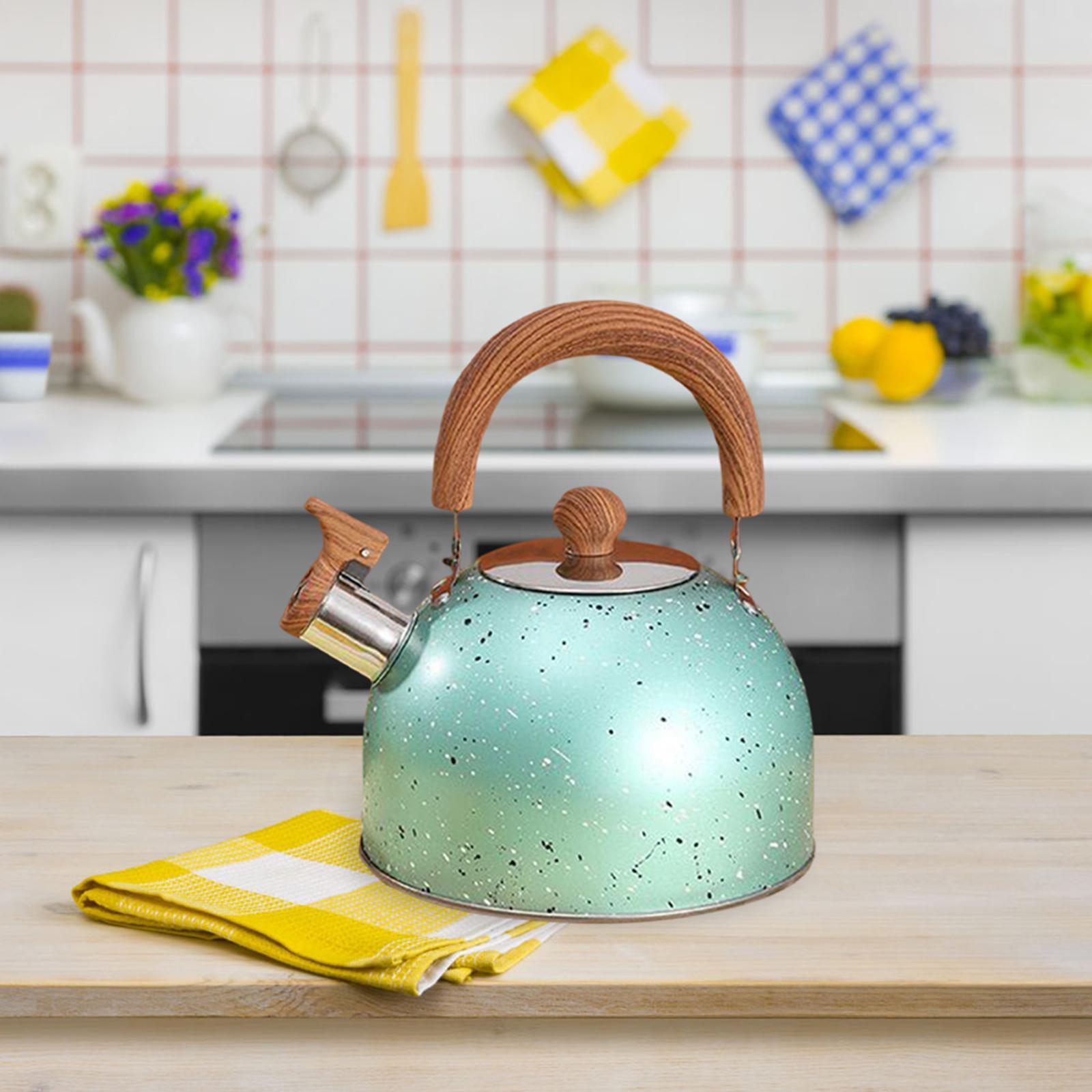 3L Tea Kettle Stovetop Whistling Stainless Steel Green