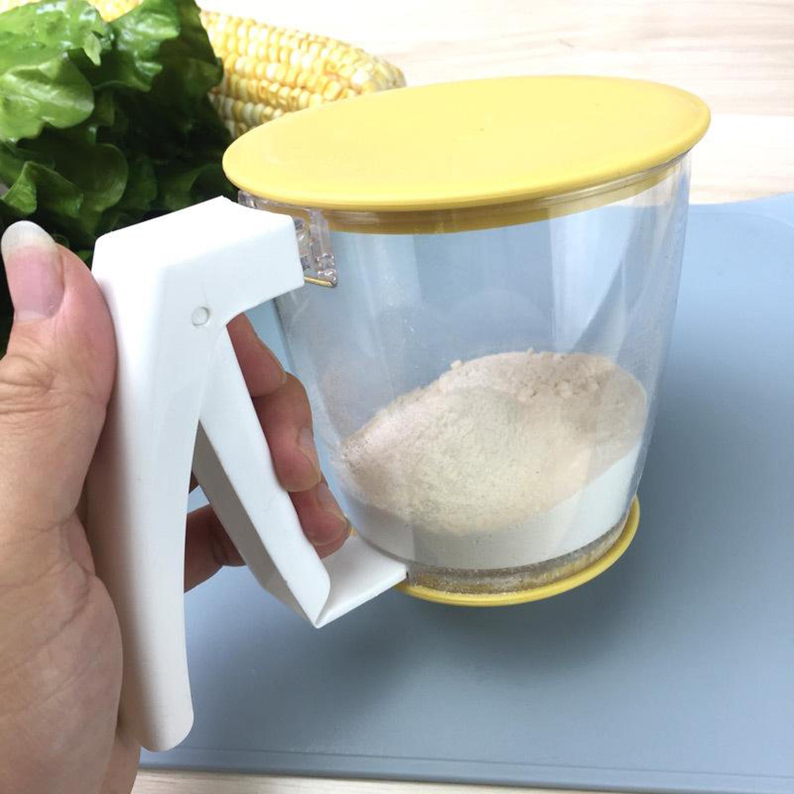 Hand Press Flour Sifter Fine Mesh  Baking Sieve Strainer Cup Bowl