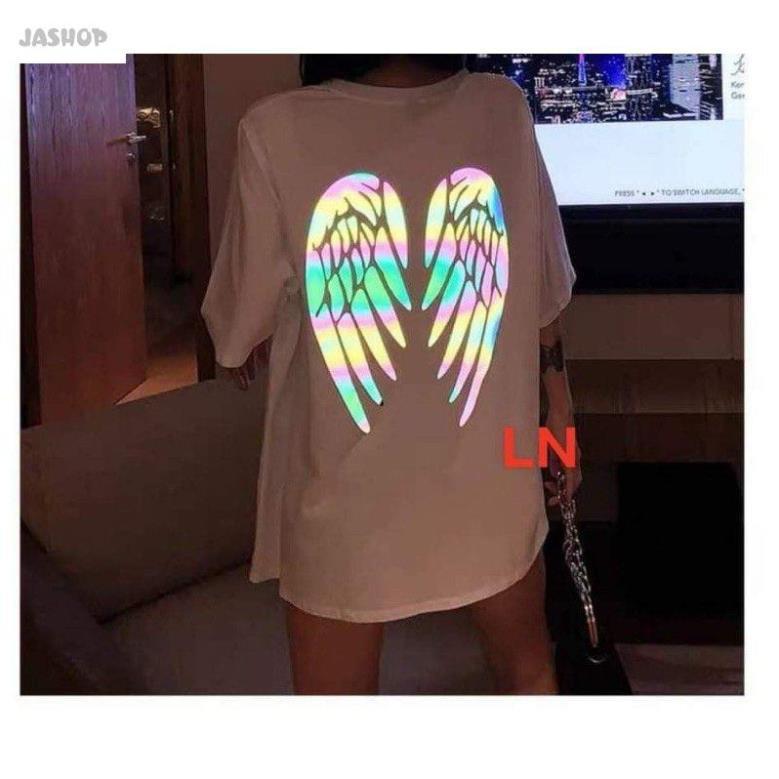 Áo phông thun tay lỡ thời trang nam nữ - áo hè đôi cánh phản quang - form thụng unisex, đủ size chất cotton mềm mịn