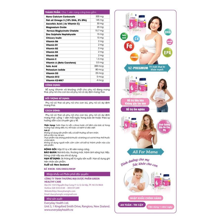 Viên bổ bầu NZ-PREGMUM nhập khẩu từ Everyday Health - Dinh dưỡng cho mẹ - Sức khỏe cho con