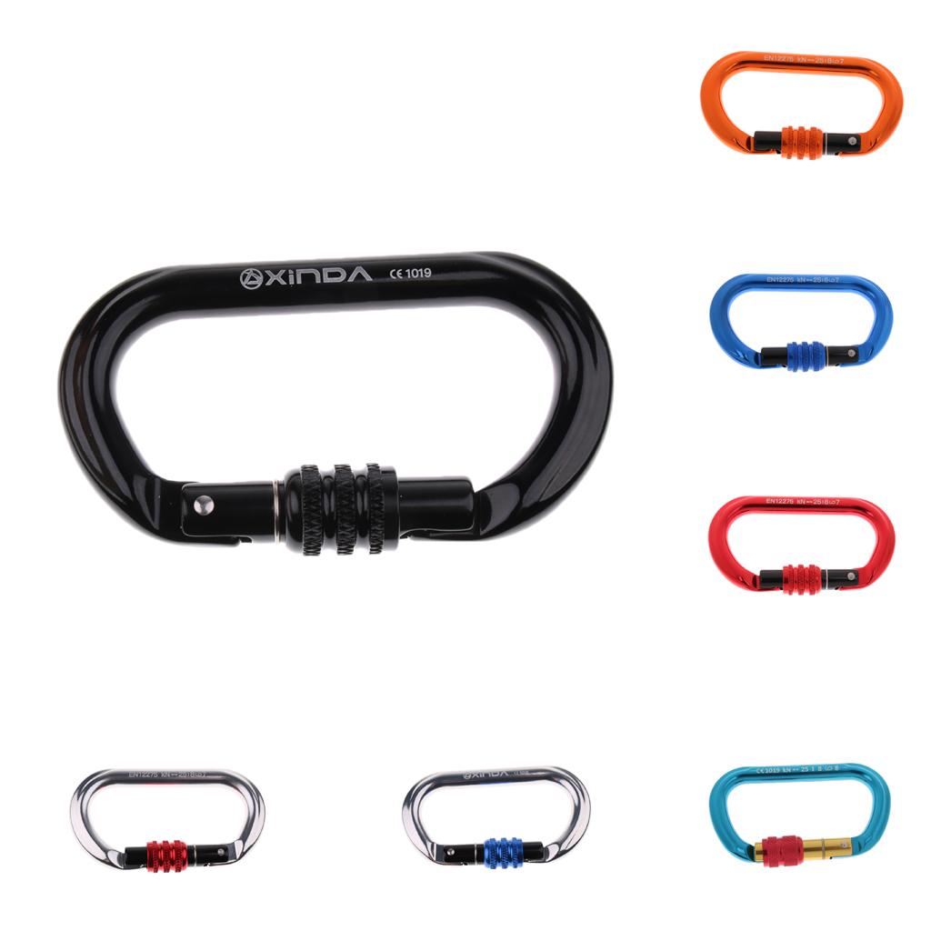 1pcs Outdoor Carabiner O-Shaped Buckle Climbing Carabiner Clip 8-25KN Black