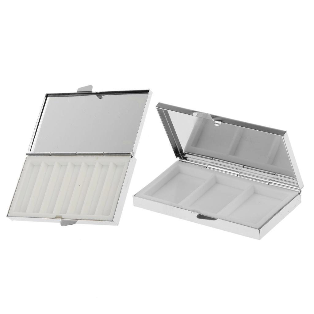 2 Pieces Mini Travel Metal Pill Tablet Box Medicine Organizer Container Case