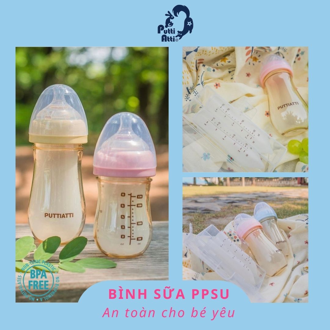 Bình sữa PPSU Putti Atti Hàn Quốc cao cấp cho bé yêu - 200ml/270ml [ TẶNG CỐC TẬP UỐNG ]