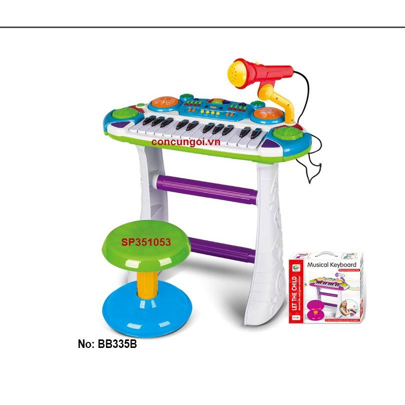 HỘp đàn organ pin 24 phím + ghế ngồi + micro, ghi âm, trống , BB335D  - SP351053