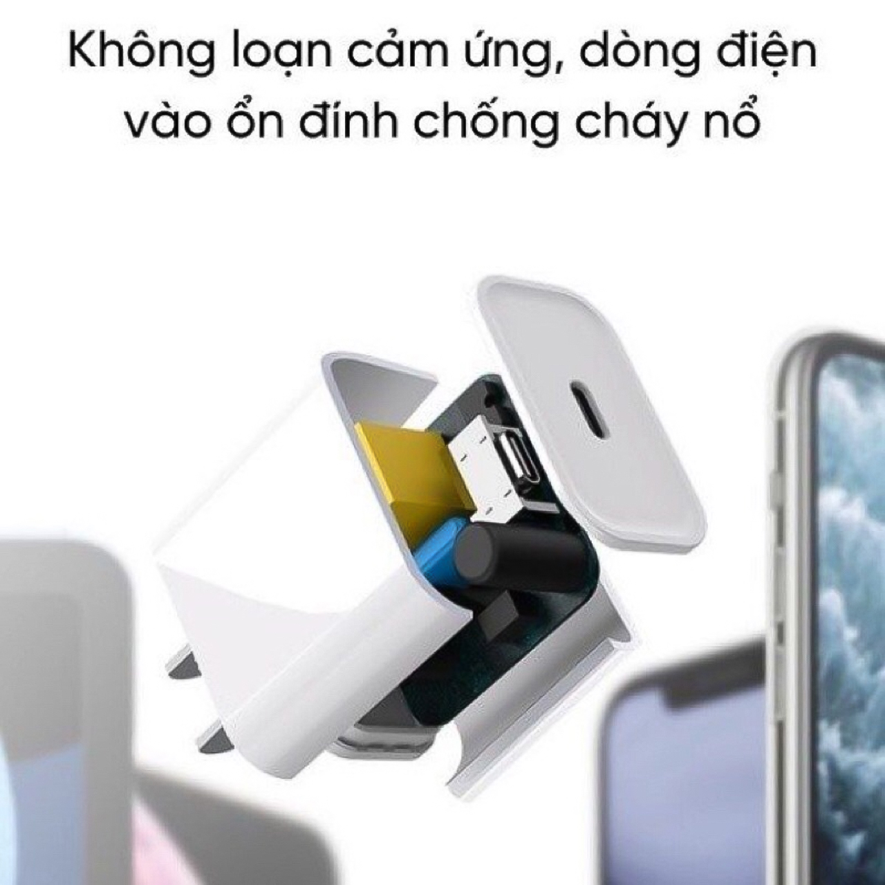 Bộ củ cáp sạc nhanh Vinetteam PD20W không nóng máy, an toàn ổn định khi sử dụng - hàng chính hãng