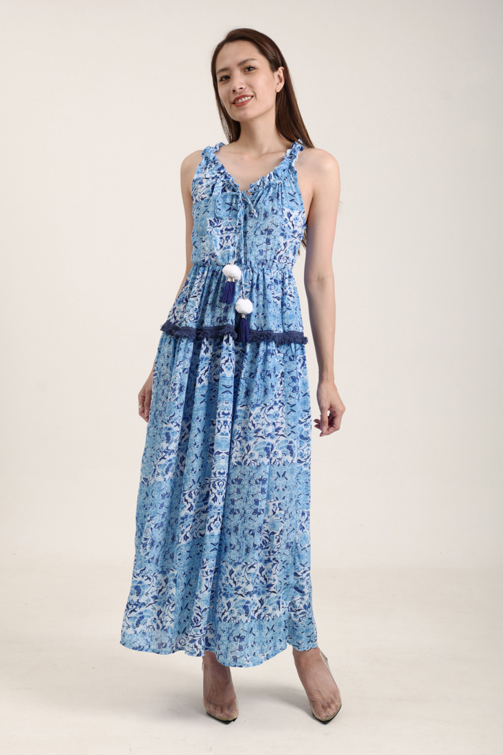 Maxi Boho Phối Ren Cao Cấp Isla Bonita IB28249-BU