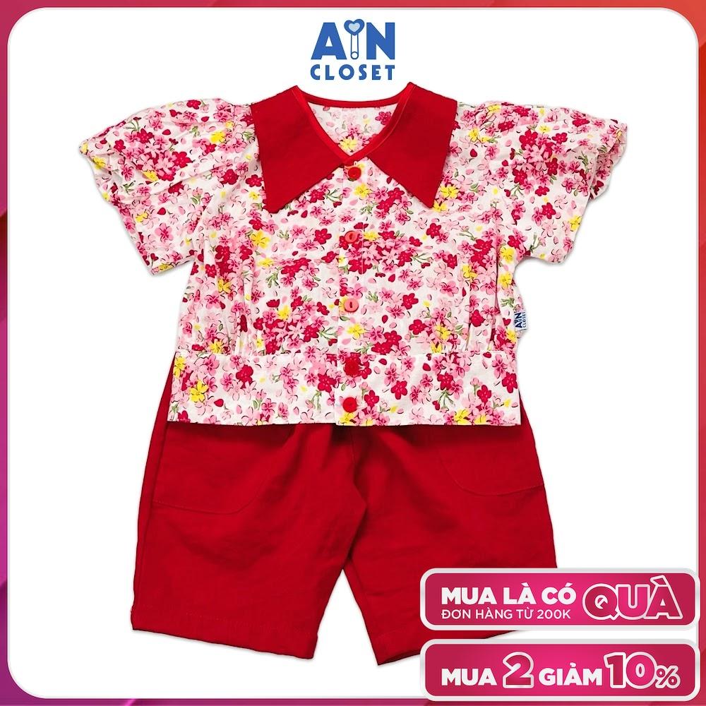 Bộ quần áo lửng bé gái họa tiết Sơ Mi Hoa quần đỏ cotton - AICDBGQNGVLF - AIN Closet