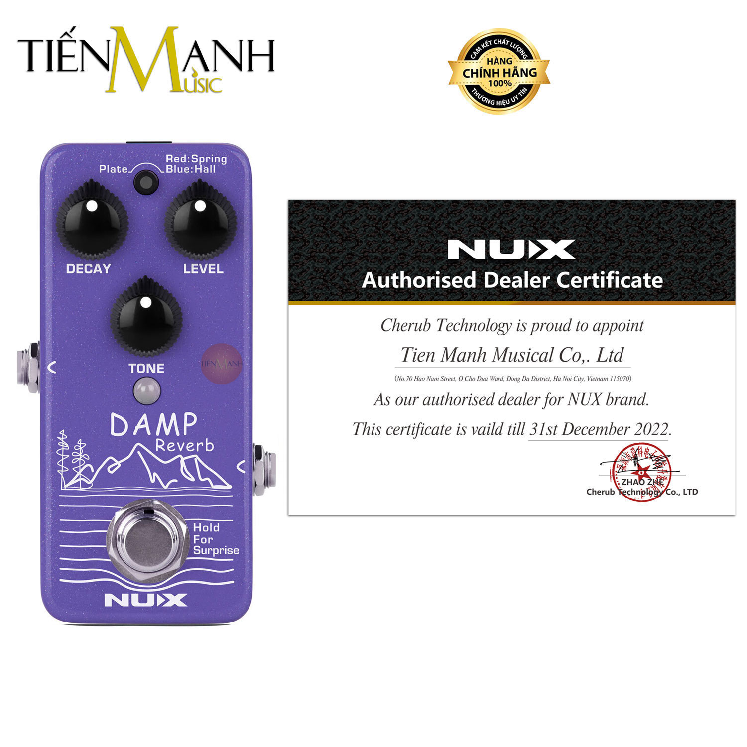 Phơ Đàn Guitar Nux Reverb NRV3 Damp - Bàn Đạp Effect Pedal Mini Core NRV-3 Hàng Chính Hãng