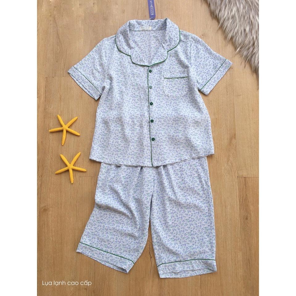 Đồ Bộ Lụa Pijama Quần Lửng Tay Ngắn Họa Tiết Xinh Xắn Chất Lụa Mềm Mát