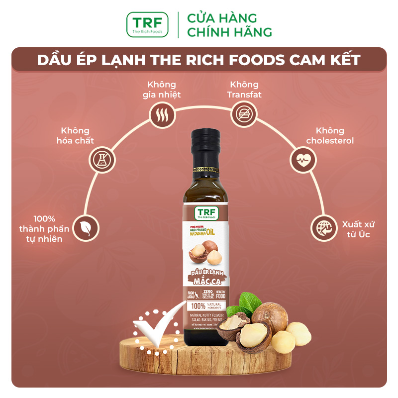 Dầu Ăn Ép Lạnh Hạt Macca Tự Nhiên Bổ Sung Vitamin The Rich Foods 250ml