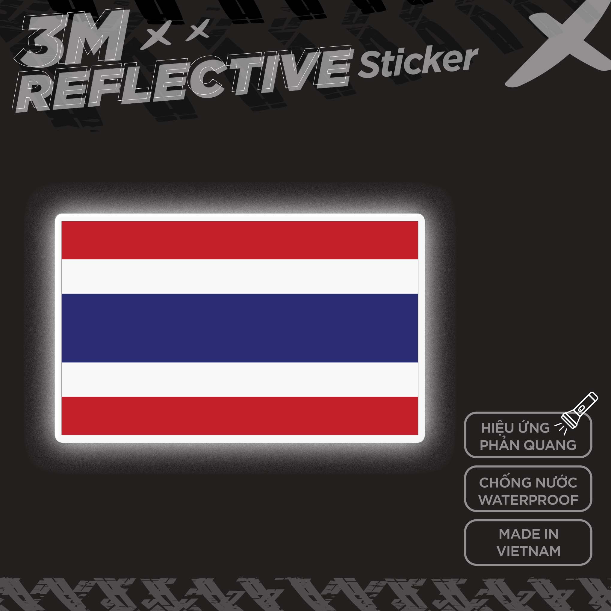 THAILAND FLAG 3M - Reflective Sticker Die-cut Hình dán phản quang thương hiệu STICKER FACTORY