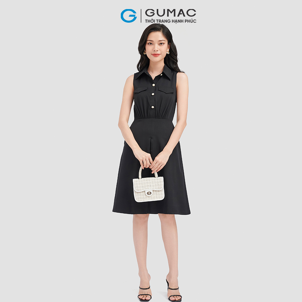 Đầm sơ mi GUMAC DC08097 không tay thời trang công sở