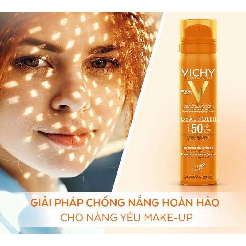 Xịt Khoáng Chống Nắng IS SPF 50 Haute Protection Vichy Giảm Dầu - Khô Ráo &amp; Không Gây Nhờn Rít SPF 50+ UVA &amp; UVB ++++ Vichy (75ml) - MB028300