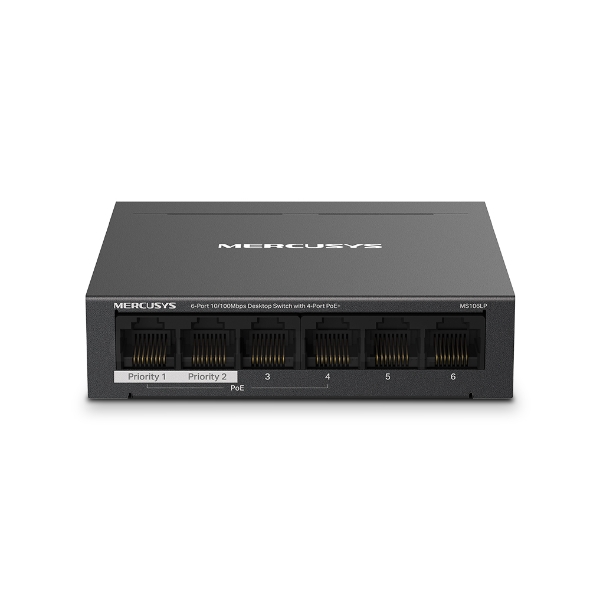 Bộ Switch Chia Mạng Mercusys MS106LP 6 Cổng 10/100Mbps với 4 Cổng PoE+ - Hàng Chính Hãng