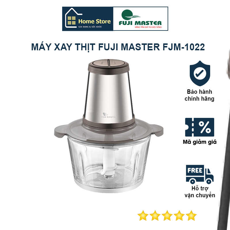 Máy xay thịt thực phẩm đa năng Fuji Master FJM-1022 2L (Inox - Tô Thủy Tinh) - Thép không gỉ - 350W - Hàng chính hãng