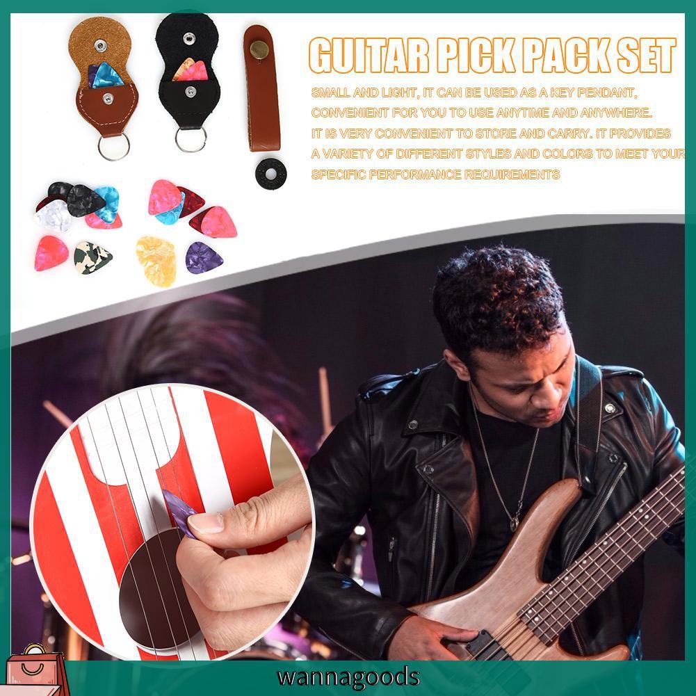 1 Bộ Móc Khóa Bao Da Đựng Miếng Gảy Đàn Guitar