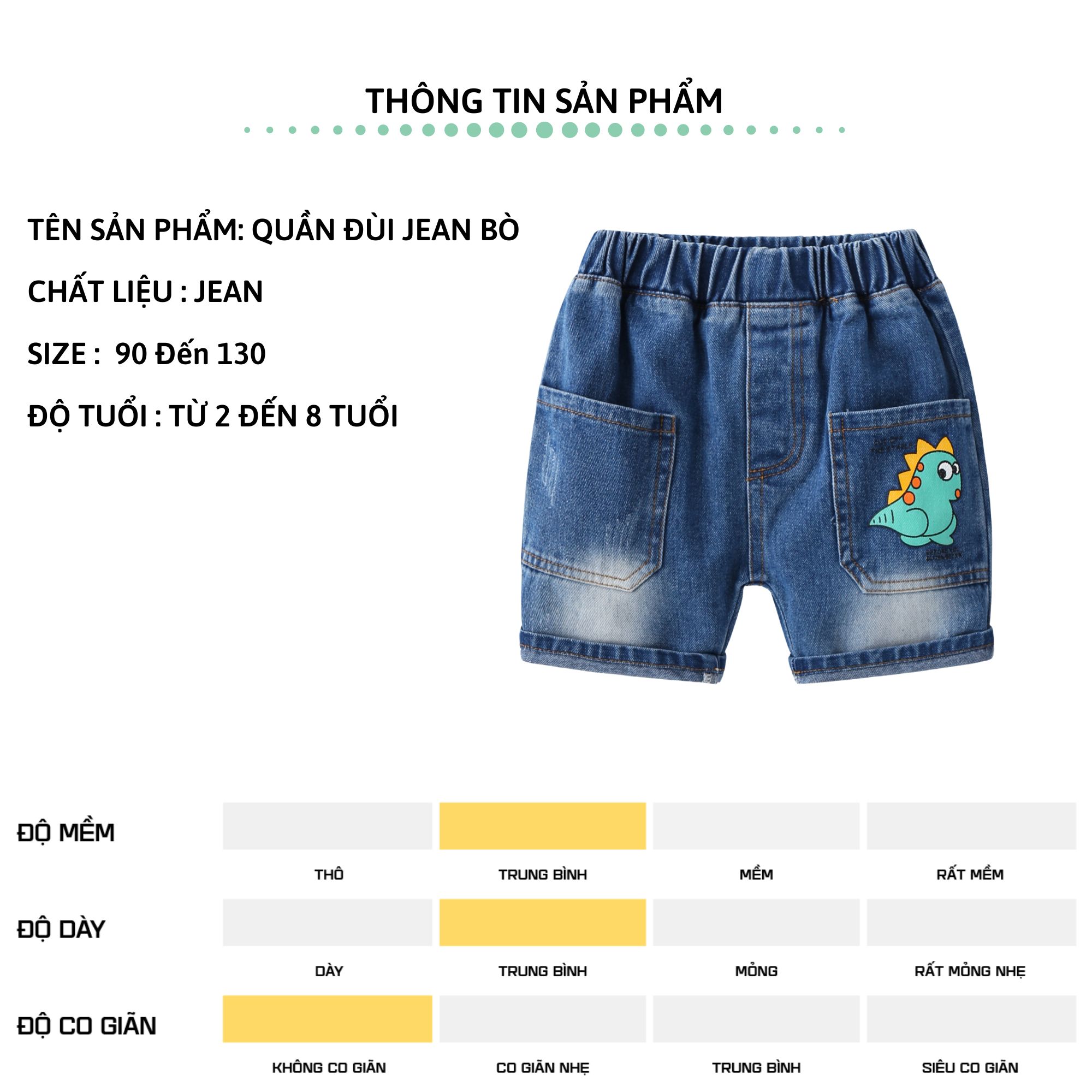 Quần short jean bé trai 27Kids WELLKIDS Quần đùi bò mềm lưng chun nam cho trẻ từ 2-8 tuổi BSJE1