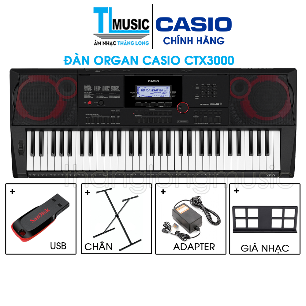 Bộ Đàn Organ Casio CT-X3000 Kèm USB AD Giá Nhạc Chân