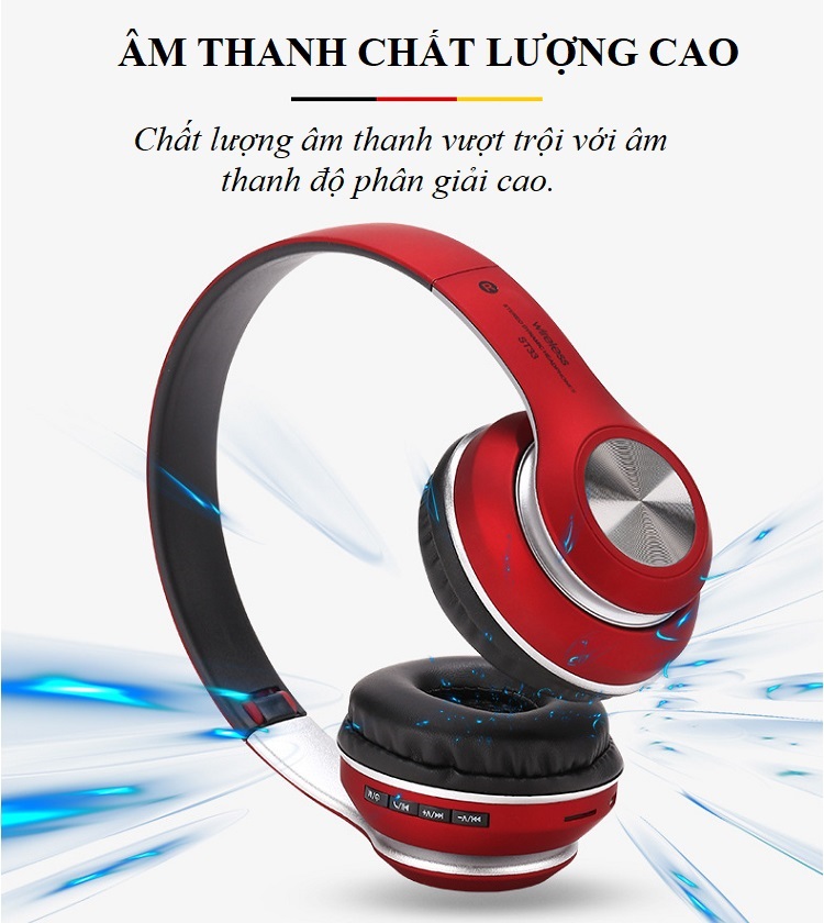 Tai Nghe bluetooth Hỗ Trợ Thẻ Nhớ, Đài FM, Có Thể Gấp Gọn Gàng ST-033 ( Tai Nghe thời trang )