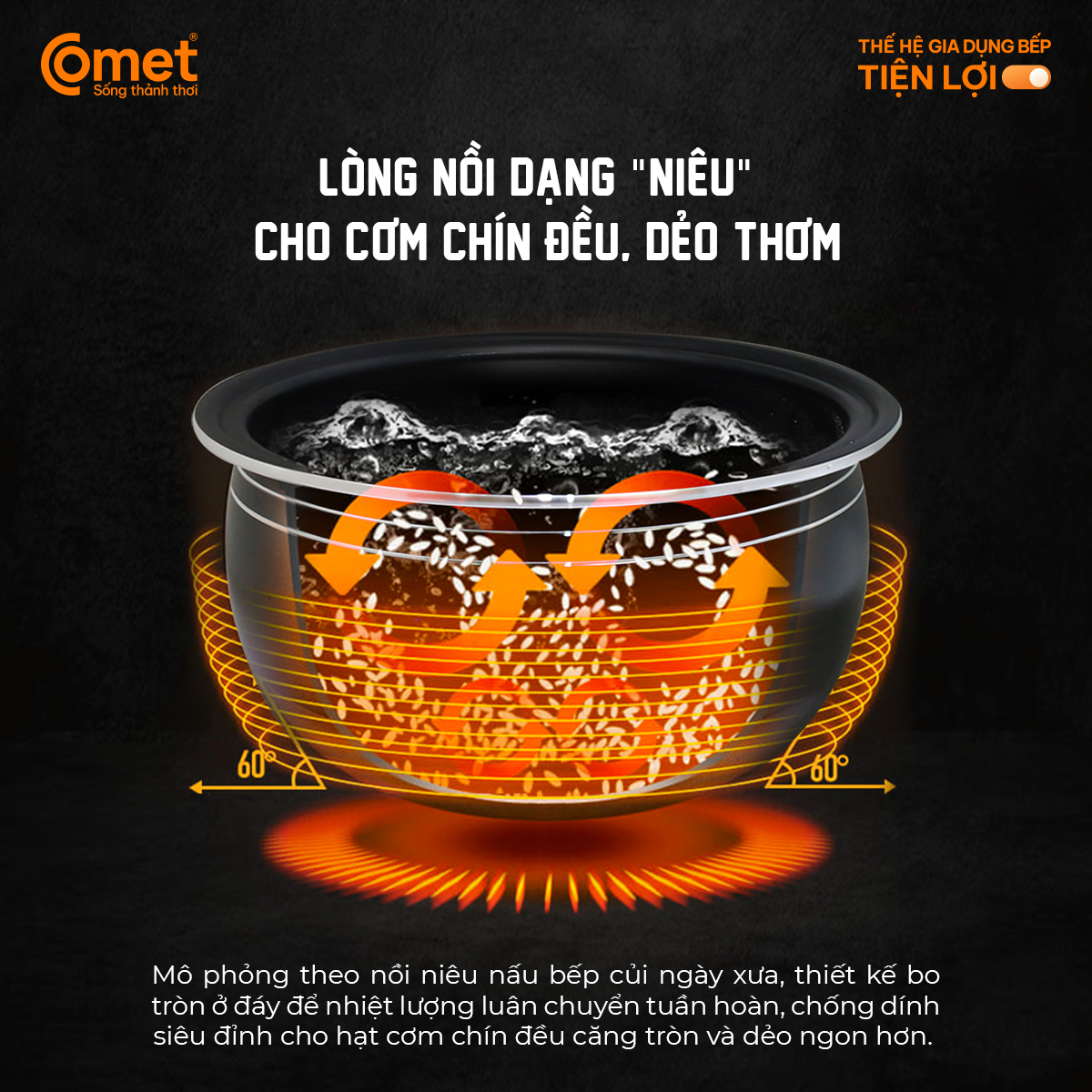 Nồi Cơm Điện Tử Comet CM8085 – Hàng chính hãng - Dung Tích 1.2L, Gia Nhiệt Nhanh, Chống Dính, Đa Chức Năng